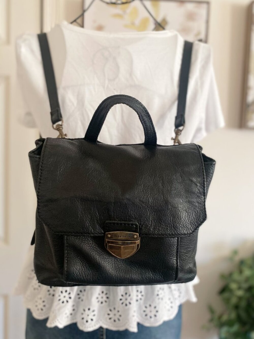 Liebeskind Black Leather Top-Handle Backpack